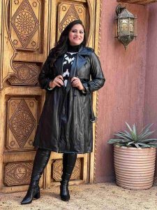 ⁦جاكت جلد بحزام كم طويل⁩ - الصورة ⁦11⁩