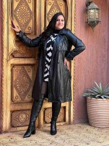 ⁦جاكت جلد بحزام كم طويل⁩ - الصورة ⁦10⁩