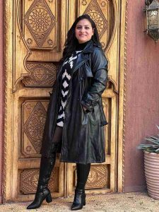 ⁦جاكت جلد بحزام كم طويل⁩ - الصورة ⁦9⁩