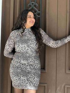 فستان تايجر طويل بكم طويل