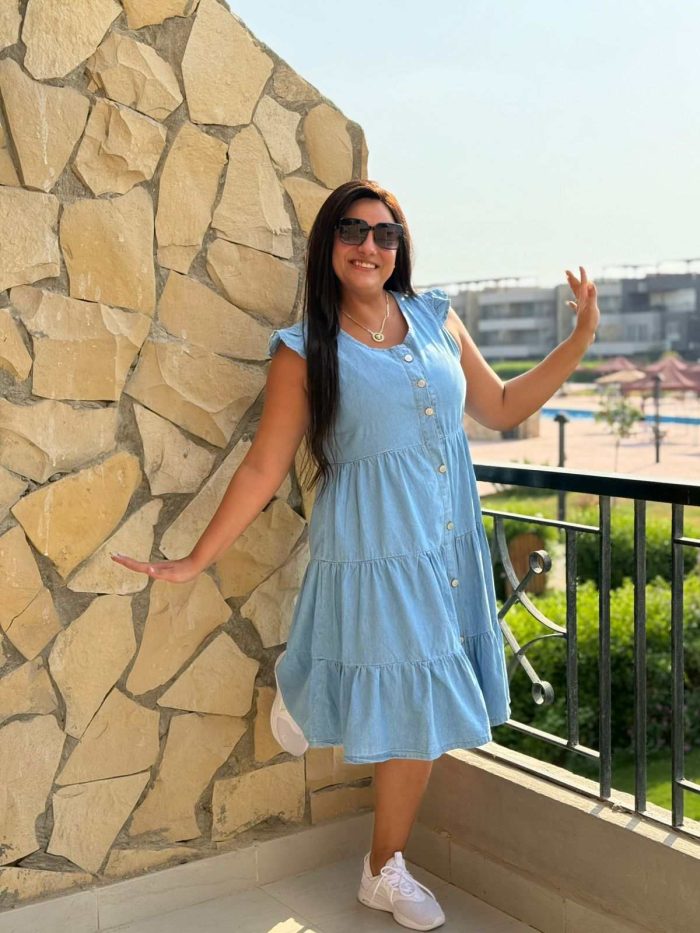 Short Ruffle Sleeve Short Jeans Dress - Image 2