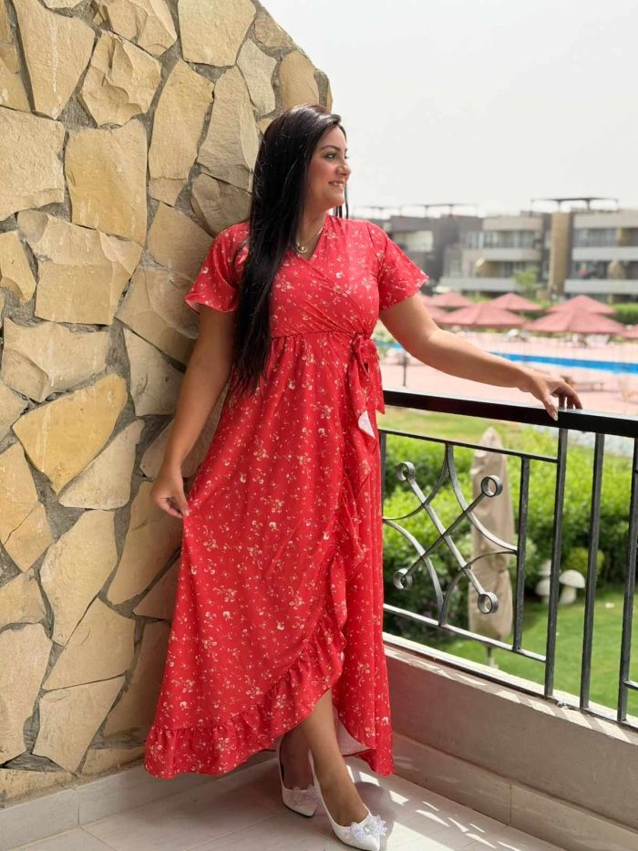 Short Sleeve Colorful Long Dress - Image 14
