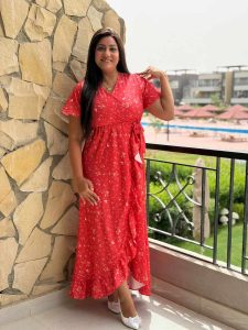 Short Sleeve Colorful Long Dress - Image 13