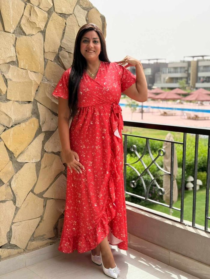 Short Sleeve Colorful Long Dress - Image 13