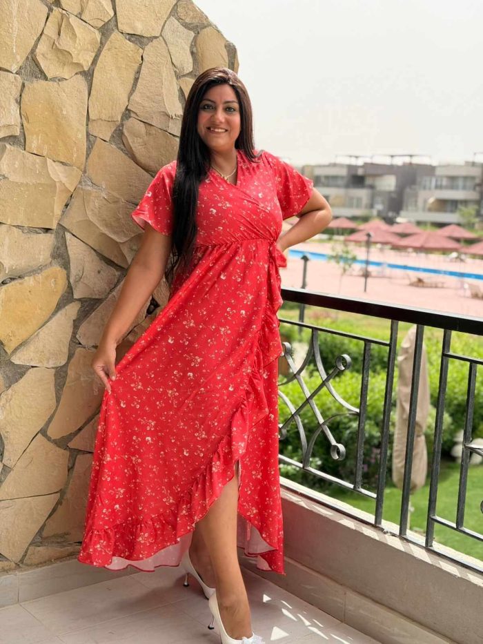 Short Sleeve Colorful Long Dress - Image 12