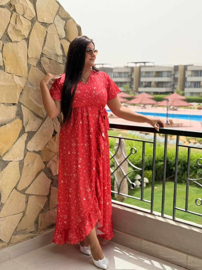 Short Sleeve Colorful Long Dress - Image 9