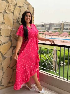 Short Sleeve Colorful Long Dress - Image 6