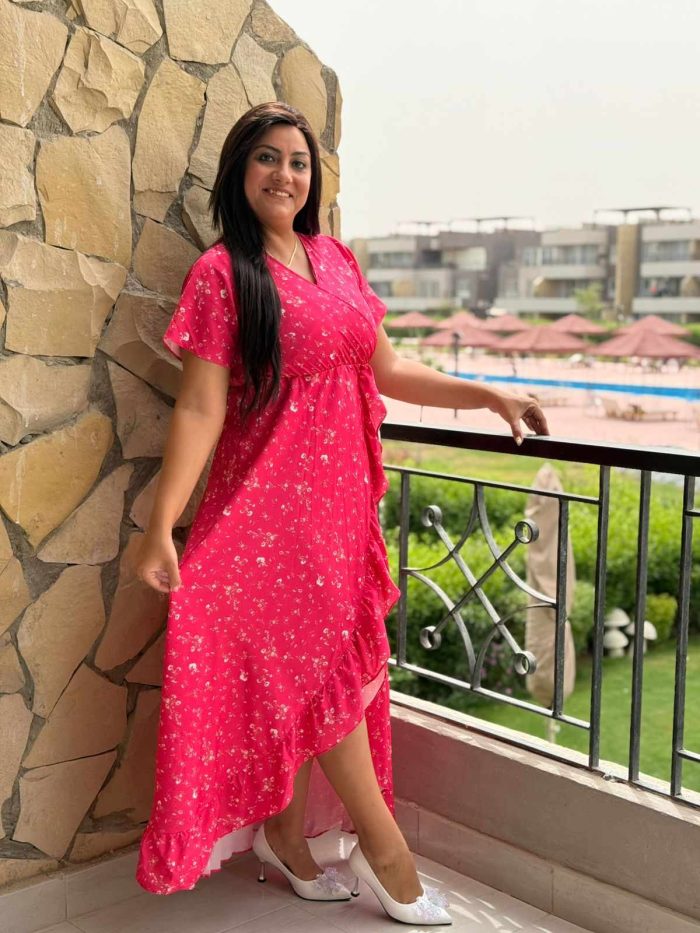 Short Sleeve Colorful Long Dress - Image 6