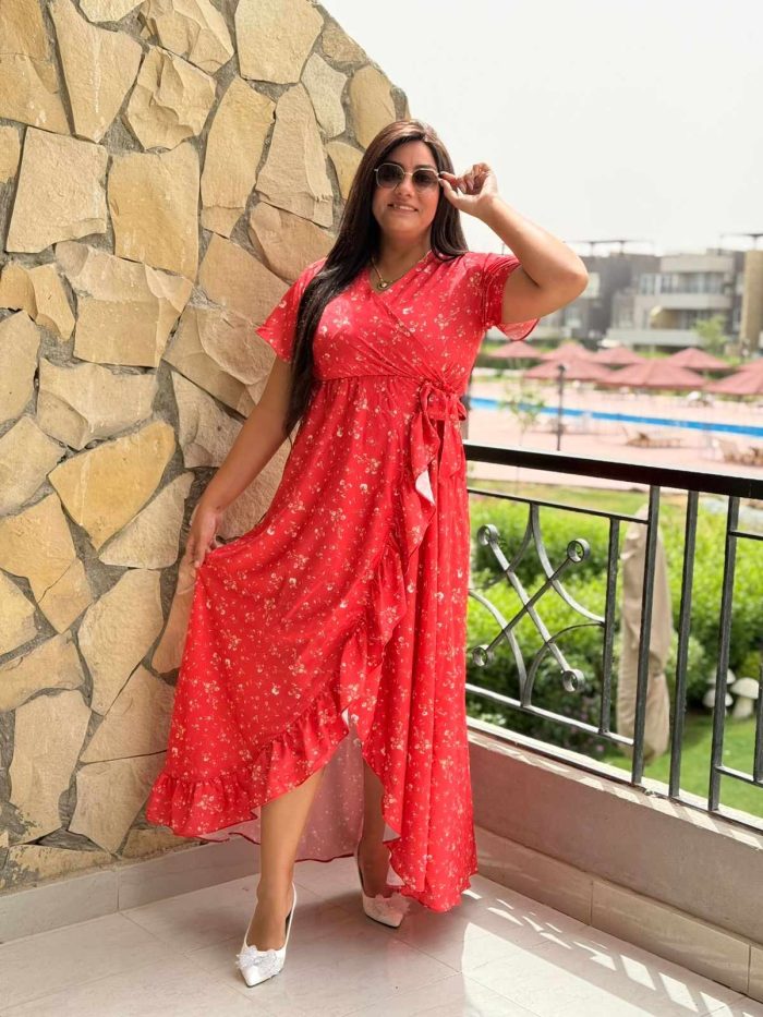 Short Sleeve Colorful Long Dress - Image 1