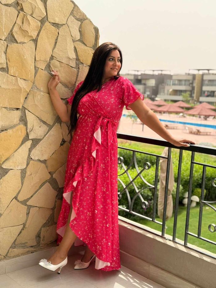 Short Sleeve Colorful Long Dress - Image 7