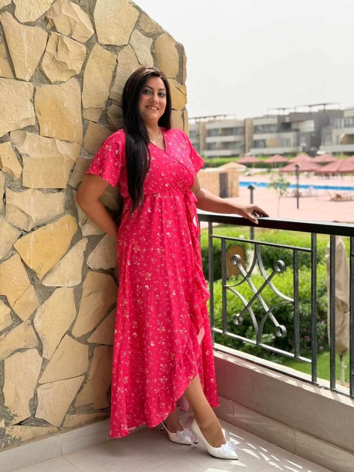 Short Sleeve Colorful Long Dress - Image 8
