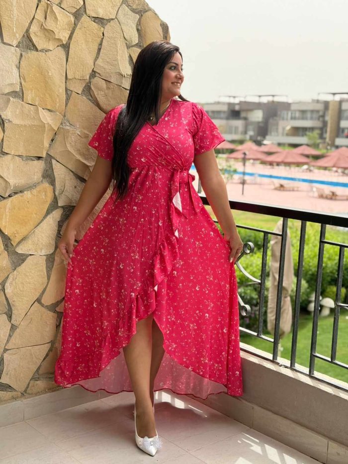 Short Sleeve Colorful Long Dress - Image 5