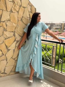 Short Sleeve Colorful Long Dress - Image 2