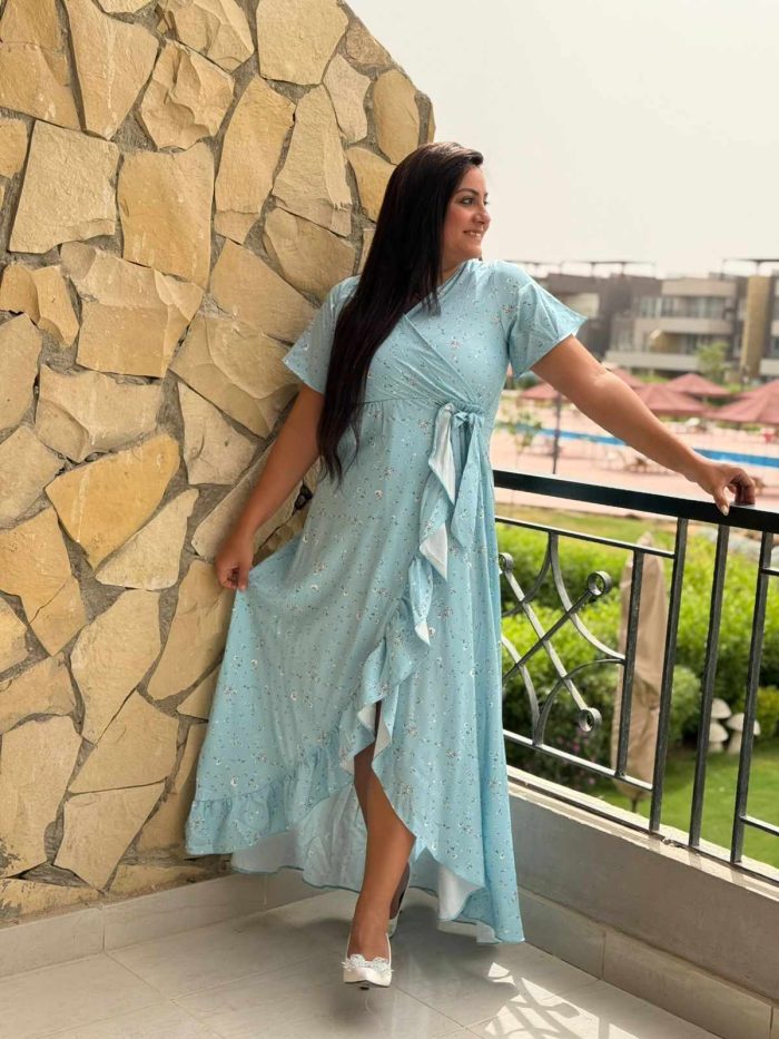 Short Sleeve Colorful Long Dress - Image 2