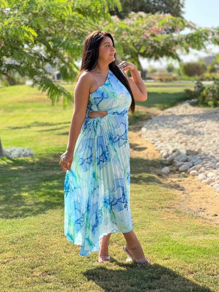 Colorful One Shoulder Long Dress - Image 2