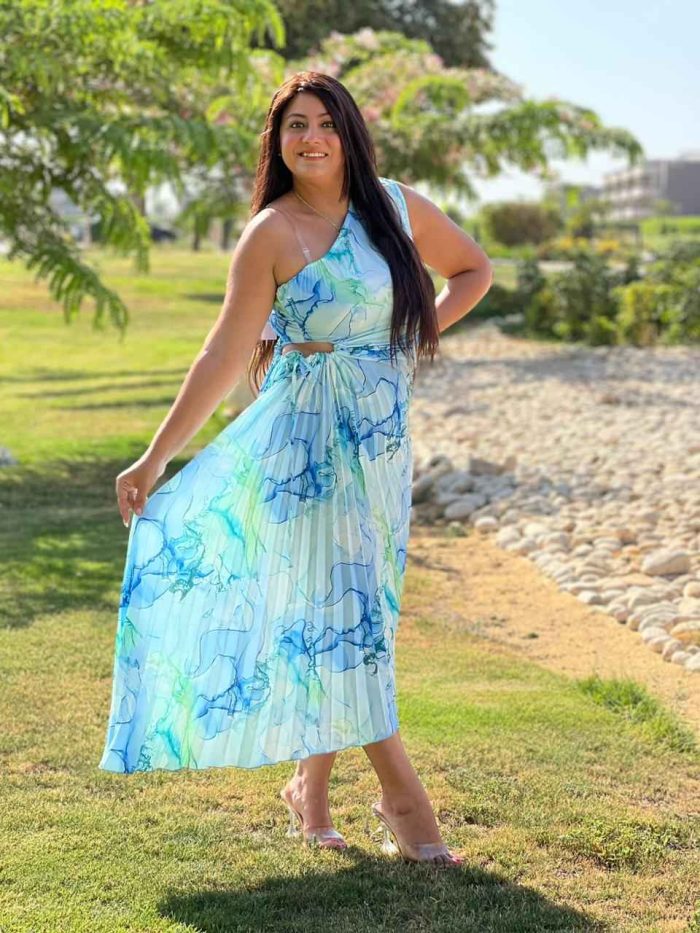 Colorful One Shoulder Long Dress - Image 3