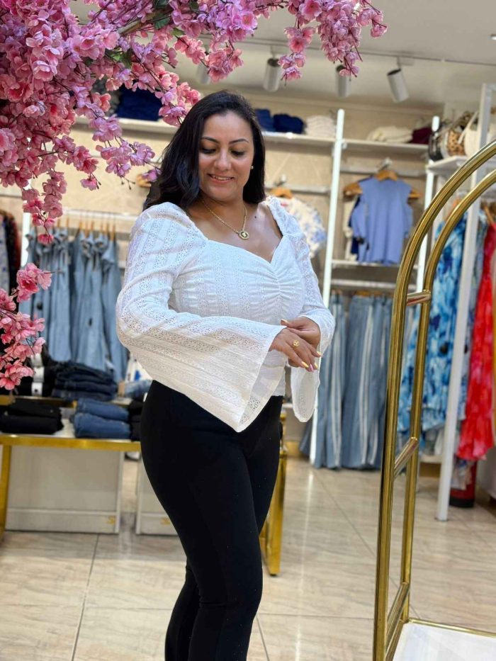 White Long Sleeve Top - Image 2