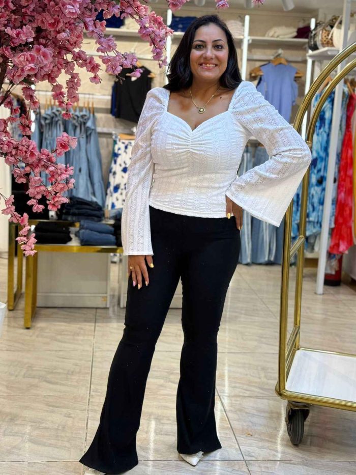White Long Sleeve Top - Image 3