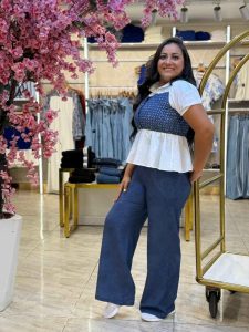 ⁦Set Two Pieces Short Sleeve Top & Wide Leg Pants⁩ - الصورة ⁦3⁩