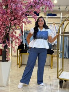 ⁦Set Two Pieces Short Sleeve Top & Wide Leg Pants⁩ - الصورة ⁦5⁩