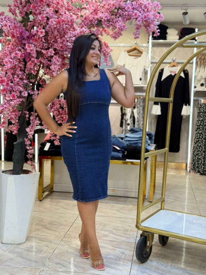 Sleeveless Jeans Dress - Image 1