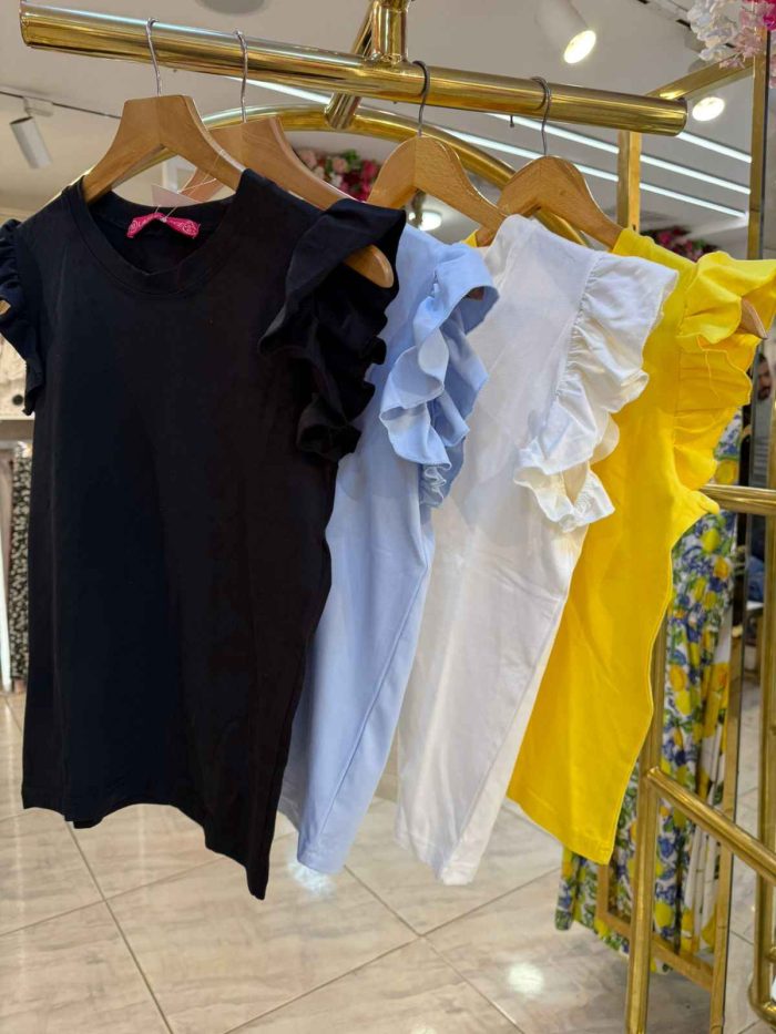 Plain Color Ruffle Sleeve Top - Image 10