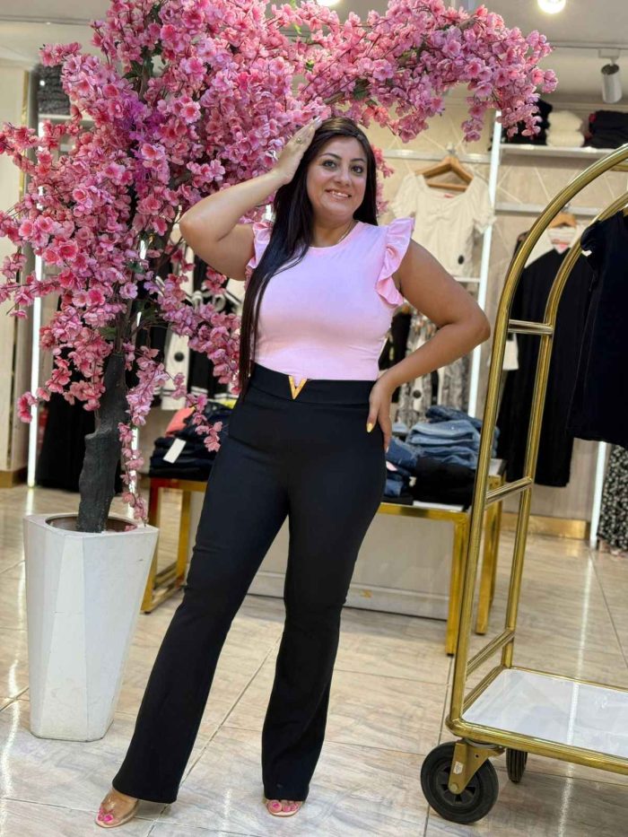 Plain Color Ruffle Sleeve Top - Image 3
