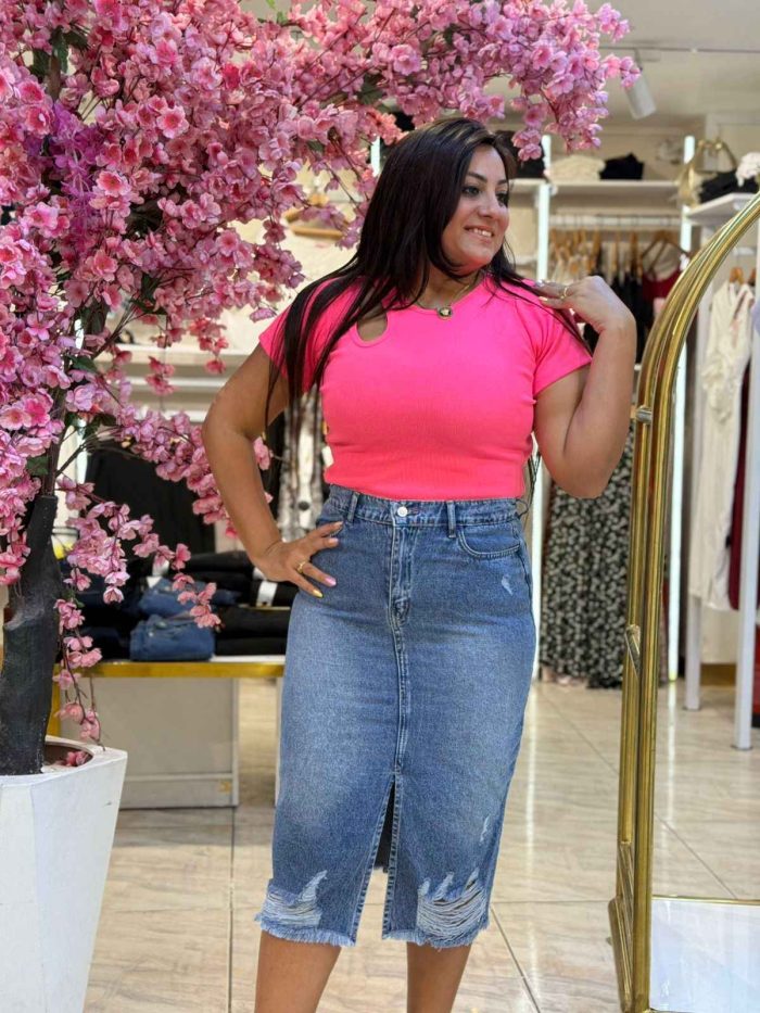 Plain Color Short Sleeve Open Coal Top - Image 2