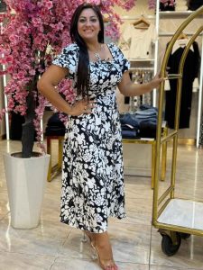 Short Sleeve Colorful Flowery Long Dress - Image 10
