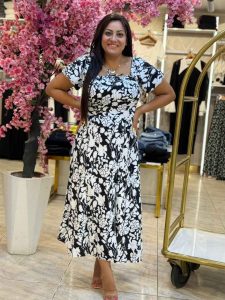 Short Sleeve Colorful Flowery Long Dress - Image 11