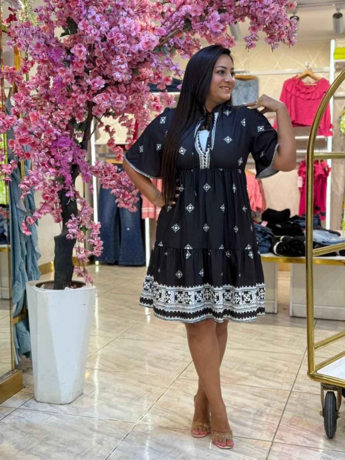 Short Sleeve Plaid Short Dress - Image 3