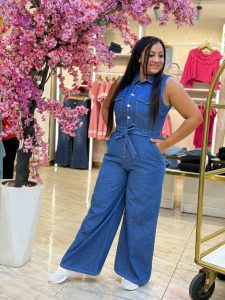 Sleeveless Jeans Wide Leg Jumpsuit - Image 2