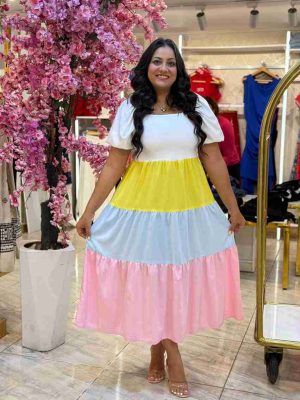 Short Sleeve Colors Long Dress