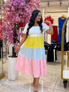 Short Sleeve Colors Long Dress - Image 2