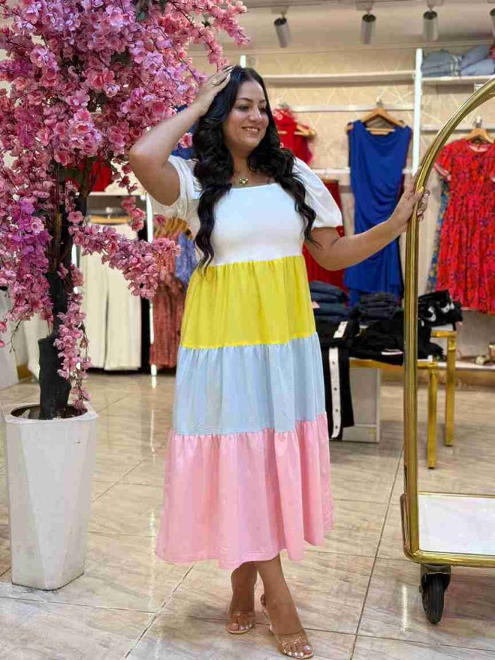 Short Sleeve Colors Long Dress - Image 4
