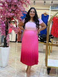 Short Sleeve Colorful Gradient Long Dress - Image 8