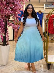Short Sleeve Colorful Gradient Long Dress - Image 9