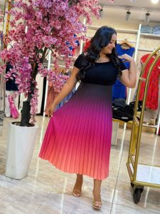Short Sleeve Colorful Gradient Long Dress - Image 4