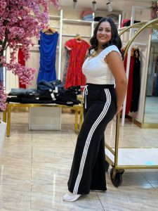 Wide Leg White Lines Black Pants - Image 5