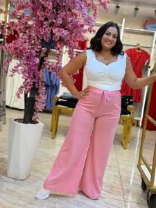 Wide Leg Plain Color Pearls Pants - Image 12