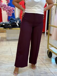 Black Wide Leg Front Buttons Pants
