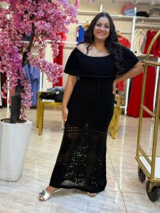 Plain Color Off Shoulder Long Dress - Image 7