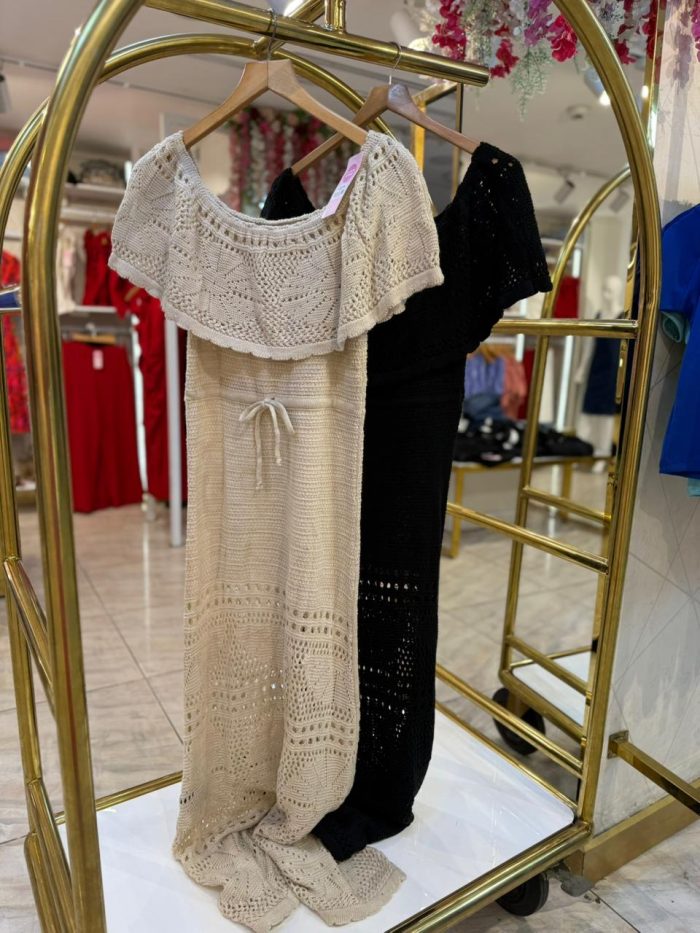 Plain Color Off Shoulder Long Dress - Image 4