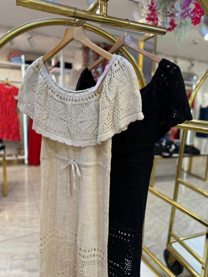 Plain Color Off Shoulder Long Dress - Image 5