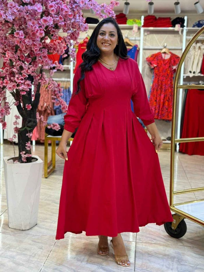Plain Color Long Sleeve Long Dress - Image 13