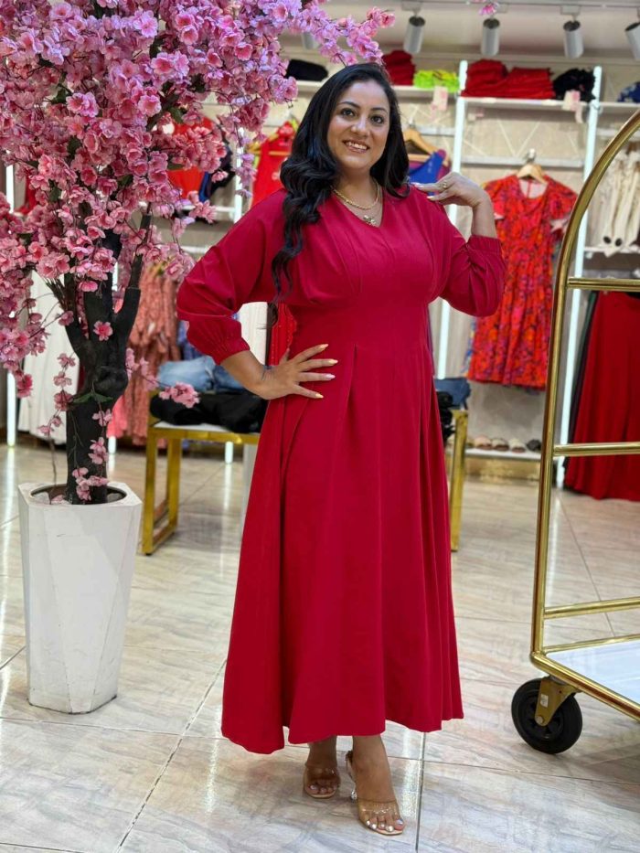 Plain Color Long Sleeve Long Dress - Image 12