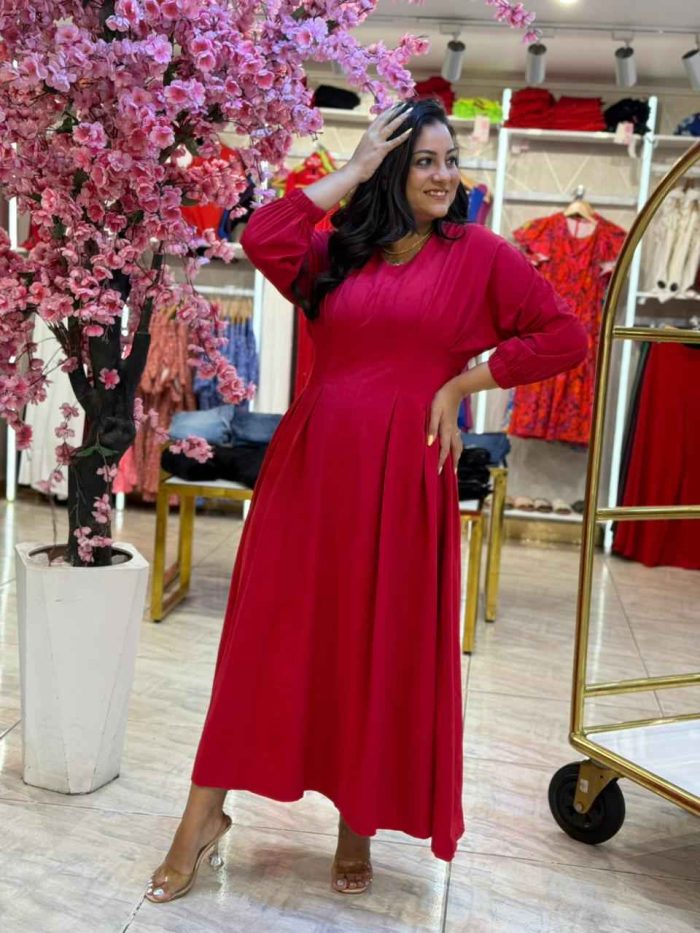 Plain Color Long Sleeve Long Dress - Image 11