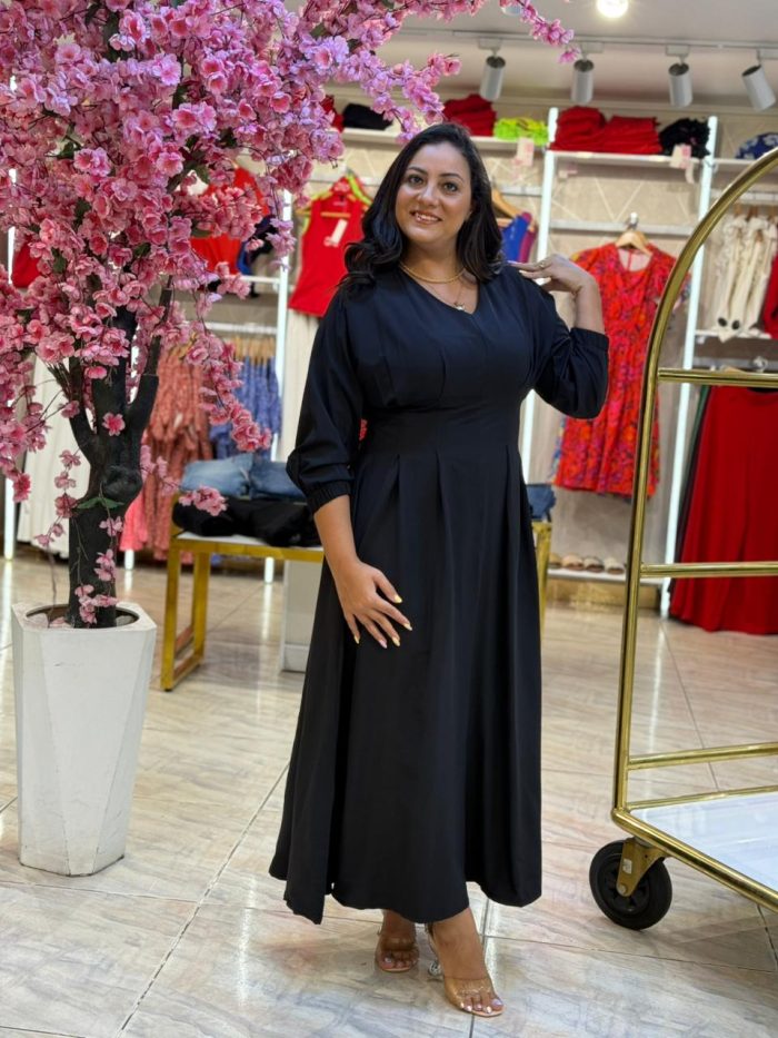 Plain Color Long Sleeve Long Dress - Image 9