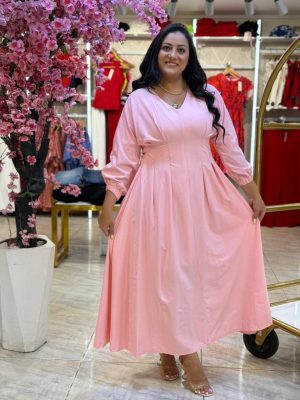 Plain Color Long Sleeve Long Dress