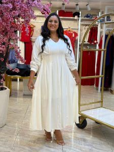 Plain Color Long Sleeve Long Dress - Image 5